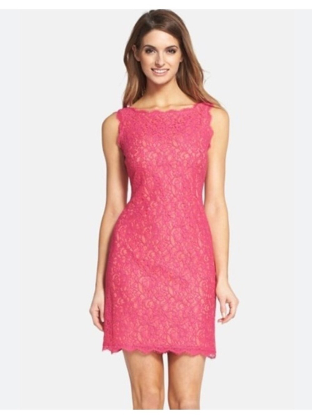 Adrianna Papell BNWT Lace Sheath Cocktail Dress With Double Zipper Back Size 14